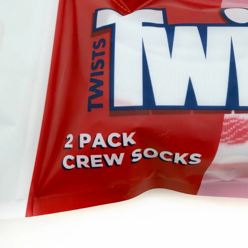 Twizzlers Strawberry Twists Candy Crew Socks Womens Gift Set 2 Pairs Red White